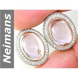 19.15 ct Pink Kunzite & Diamond Earrings 14kt Gold