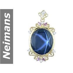 35.73 ct Pink Sapphire & Star Sapphire & Diamond Pendant 14kt Gold