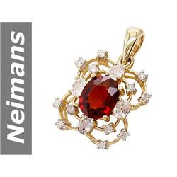 3.92 ct Songea Sapphire & White Sapphire & Diamond Pendant 14kt Gold