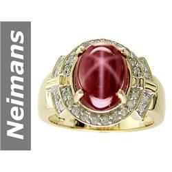 7.52 ct Star Ruby & Diamond Ring 14kt Gold