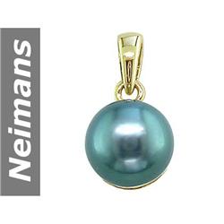 8.5 MM Black Tahitian Pearl Pendant t Gold