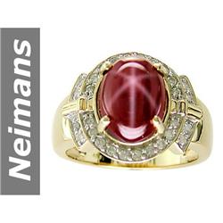 7.52 ct Star Ruby & Diamond Ring 14kt Gold