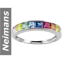 2.06 ct Blue, Green, Orange, Pink, Yellow Sapphi , Ceylon & Ruby Ring 14kt Gold