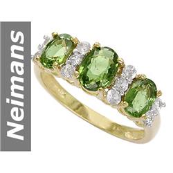 2.46 ct Green Apatite & White Sapphire Ring 14kt Gold