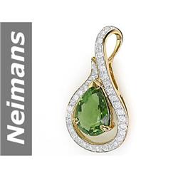 2.3 ct Green Apatite & Diamond Pendant 14kt Gold