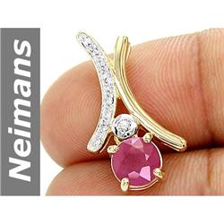 1.9 ct Ruby & White Sapphire & Diamond Pendant 14kt Gold