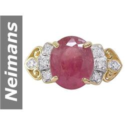 6.2 ct Ruby & Diamond Ring 14kt Gold