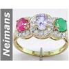 Image 1 : 1.71 ct Emerald , Ruby & Tanzanite & Diamond Ring 14kt Gold