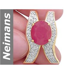 6.48 ct Ruby & Diamond Pendant 14kt Gold