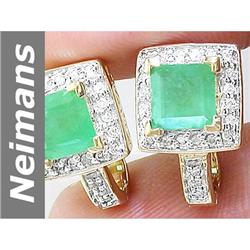 5.23 ct Emerald & Diamond Earrings 14kt Gold