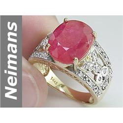 6.22 ct Ruby & Diamond Ring 14kt Gold