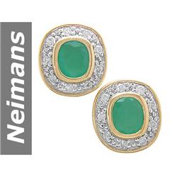3.92 ct Emerald & Diamond Earrings 14kt Gold