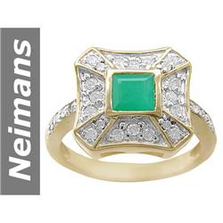 0.93 ct Emerald & Diamond Ring 14kt Gold