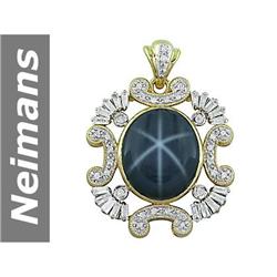 27.87 ct Star Sapphire & Diamond Pendant 14kt Gold