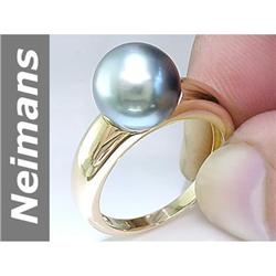 11 MM Black Tahitian Pearl Ring 14kt Gold