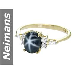 2.16 ct Star Sapphire & Diamond Ring 14kt Gold