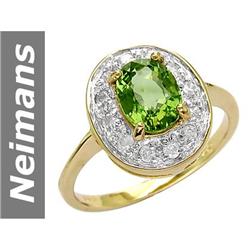 2.6 ct Green Apatite & Diamond Ring 14kt Gold