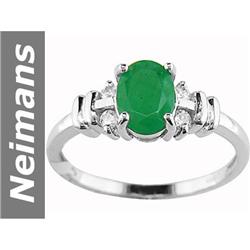 1.23 ct Emerald & Diamond Ring 14kt Gold