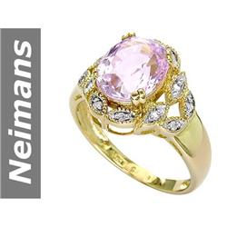 6.1 ct Pink Kunzite & Diamond Ring 14kt Gold