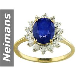 3.2 ct Blue, White Sapphire Ring 14kt Gold