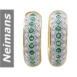 3.76 ct Emerald & Diamond Earrings 14kt Gold