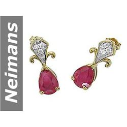 3.08 ct Ruby & Diamond Earrings 14kt Gold