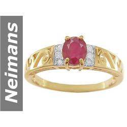 0.97 ct Ruby & Diamond Ring 14kt Gold