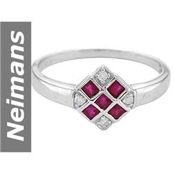 Dainty 0.33 ct  Burma Ruby & Diamond Ring 14kt Gold NR