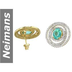3.44 ct Apatite & Diamond Earrings 14kt Gold