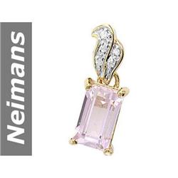 2.98 ct Pink Kunzite & Diamond Pendant 14kt Gold