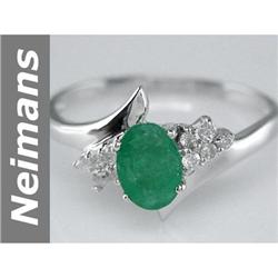 New 0.89 ct Emerald & Diamond Ring 14kt Gold No Res
