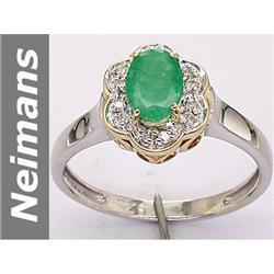 0.81 ct Emerald & Diamond Ring 14kt Gold