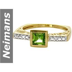 0.86 ct Green Apatite & Diamond Ring 14kt Gold