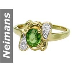 0.81 ct Green Apatite & Diamond Ring 14kt Gold