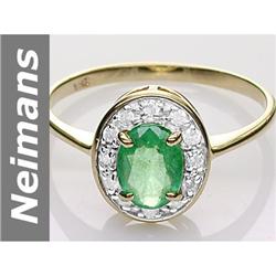 1.00 ct Emerald & Diamond Ring 9kt Gold