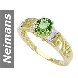 0.85 ct Green Apatite & Diamond Ring 14kt Gold
