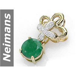 1.73 ct Emerald & Diamond Pendant 14kt Gold