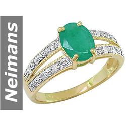 1.27 ct Emerald & Diamond Ring 14kt Gold