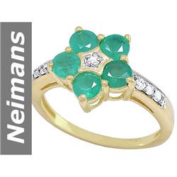 1.37 ct Emerald & Diamond Ring 14kt Gold