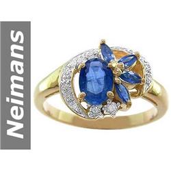 1.54 ct Blue Sapphire & Diamond Ring 14kt Gold