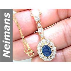 1.7 ct Sapphire & Diamond Necklace 14kt Gold