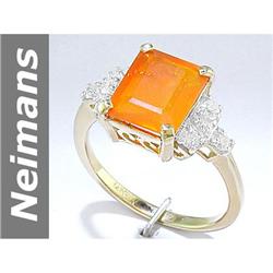 2.74 ct Fire Opal & Diamond Ring 14kt Gold