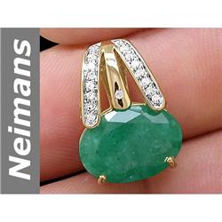8.09 ct Emerald & Diamond Pendant 14kt Gold