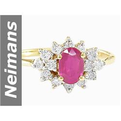 1.02 ct Ruby & Diamond Ring 14kt Gold