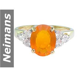 2.62 ct Fire Opal & White Sapphire Ring 14kt Gold