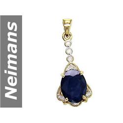 6.17 ct Sapphire & Diamond Pendant 14kt Gold