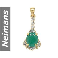 5.42 ct Emerald & Diamond Pendant 14kt Gold