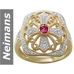 0.39 ct Songea Sapphire & Diamond Ring 14kt Gold