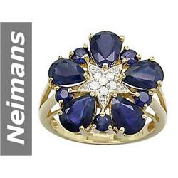 4.57 ct Blue Sapphire & Diamond Ring 14kt Gold