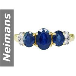 2.25 ct Blue Sapphire & Diamond Ring 14kt Gold